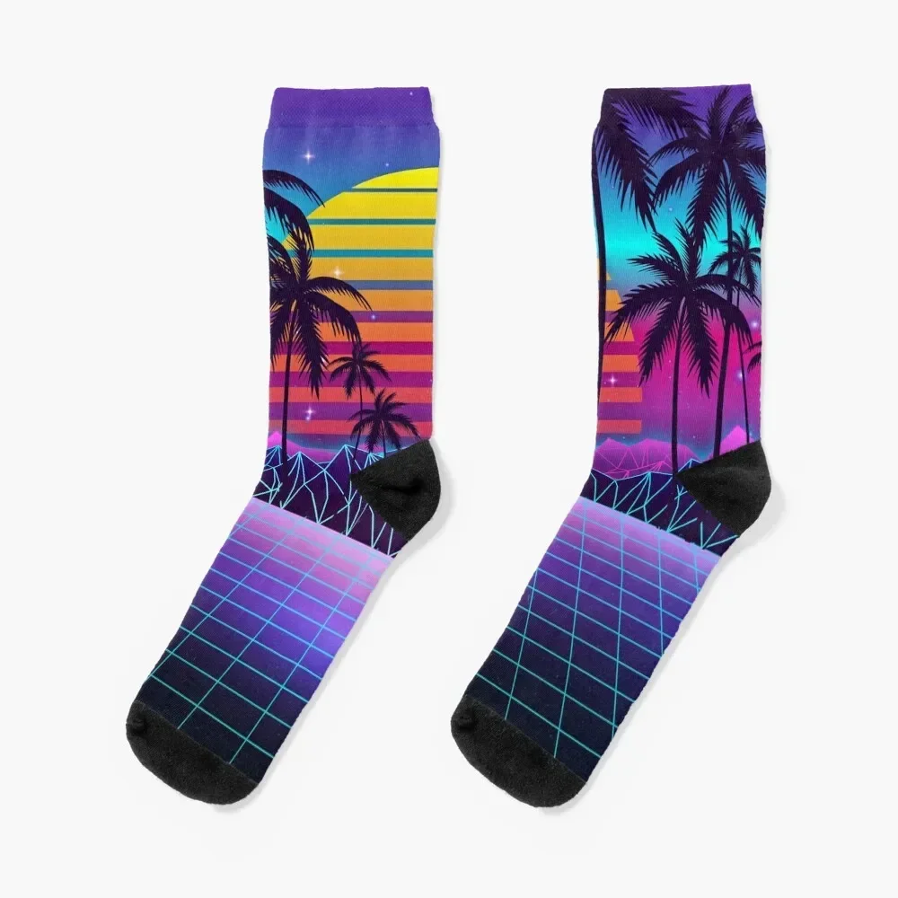 Radiant Sunset Synthwave Socks Non-slip Stockings compression gift luxe Woman Socks Men's