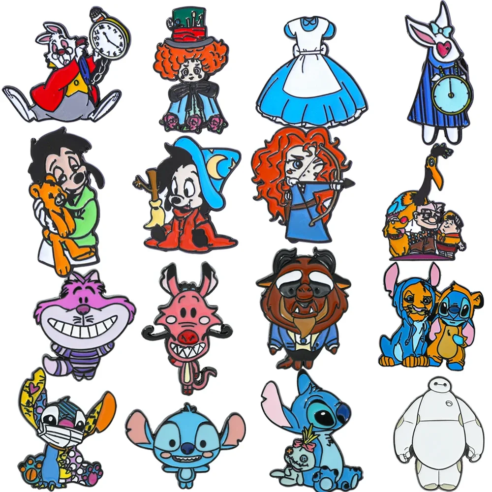 

16 шт., креативная мультяшная брошь, милая эмалированная булавка Baymax Stitch, металлический значок, ювелирные изделия, одежда, аксессуары для рюкзака, подарок для друзей