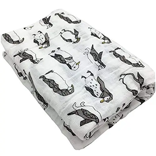 البطريق 47x47 بوصة الطفل بطانية من الموسلين خفيفة الوزن تنفس قماط تلقي بطانية للرضع حديثي الولادة #3