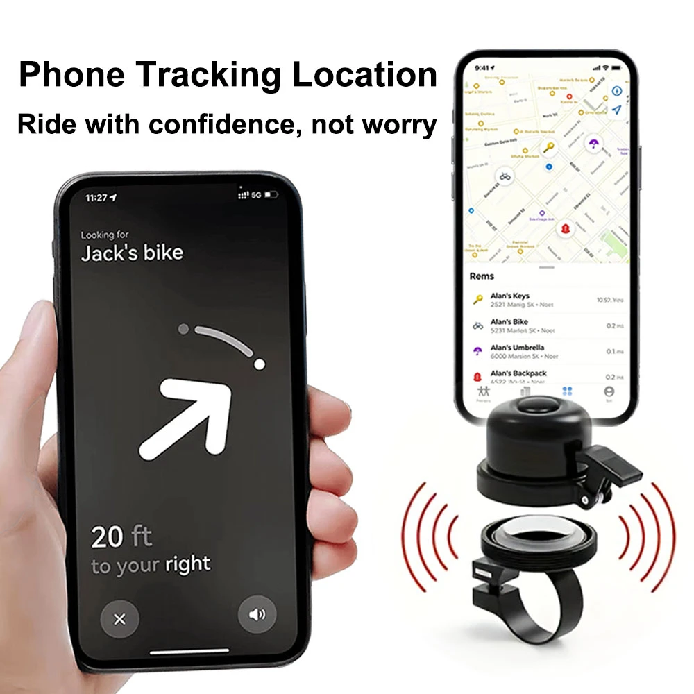 Fahrradklingel mit verstecktem AirTag-Halter, diebstahlsicher, wasserdicht, GPS-Tracker für Mountainbike, Rennrad, Roller, Fahrradzubehör – Detail 6