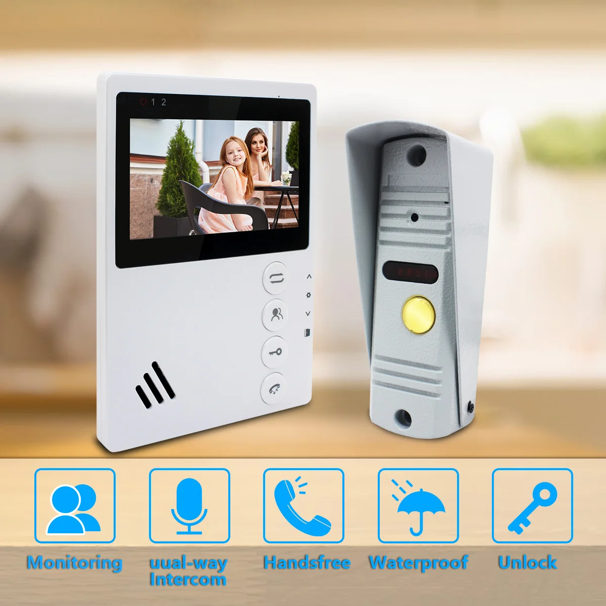 2024 Wired Color Video Door Bell Intercom System 4.3inch Indoor Monitor 750TVL Outdoor Camera Doorbell Video Door Phone Home