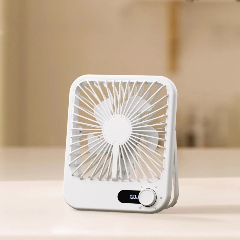 Mini Portable Desk Fan 100 Speed Stepless Variable USB Charging Foldable Handheld Office Strong Wind Digital Display Ultra Quiet