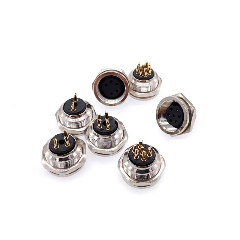 M16 Flange Socket Sensor Connector Panel Back Mount Industrial Communication Interface Male & Female 2-8 Pin Sensor Interface
