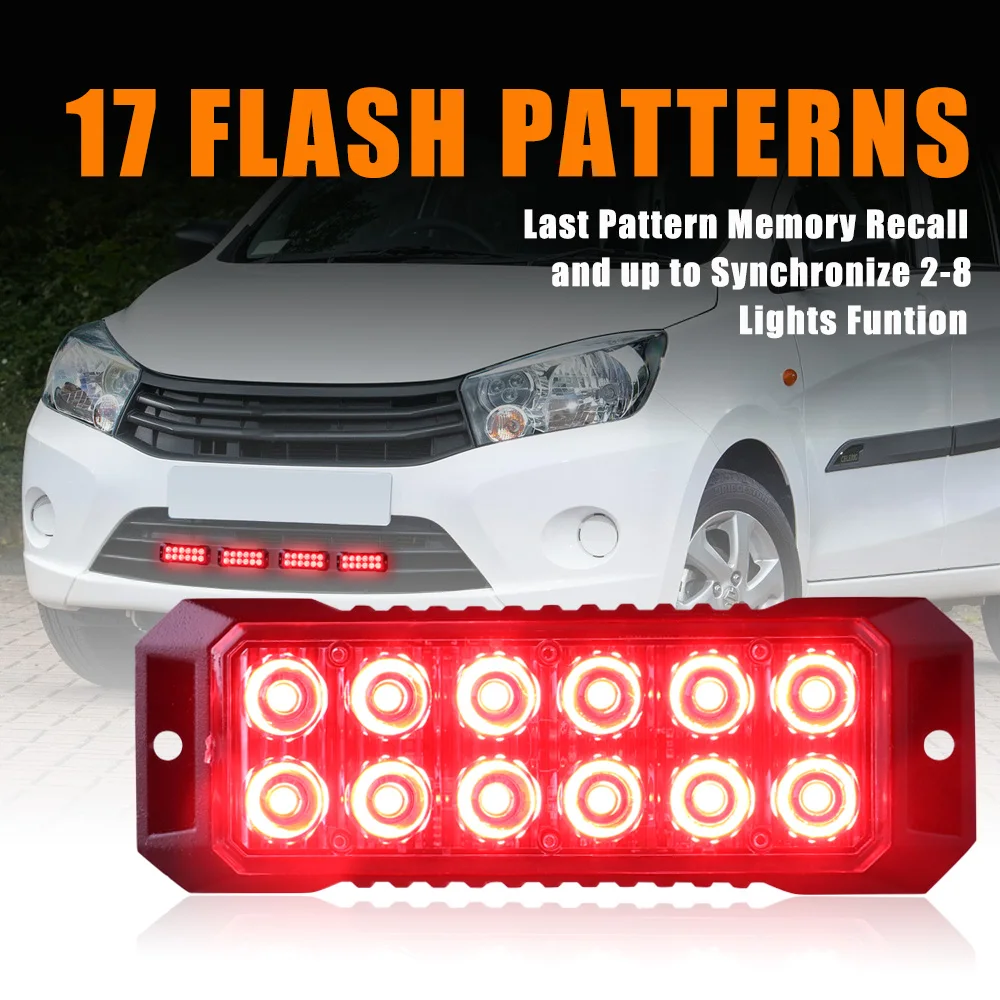 2PCS 12LED Grille Strobe Light Kits With Advanced Lights Lighting Features Specifically Tailored for 12V 24V Vehicles