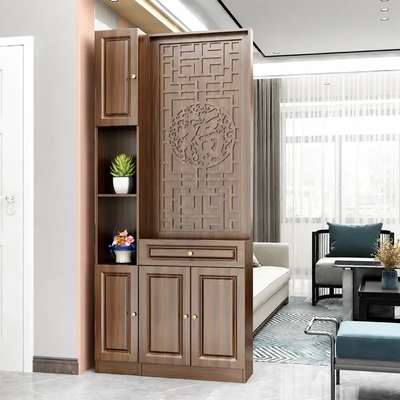 Entryway Cabinet with Screen Partition Porch Storage Unit Living Room Decorative Console Table Door Blocking Furniture Feng