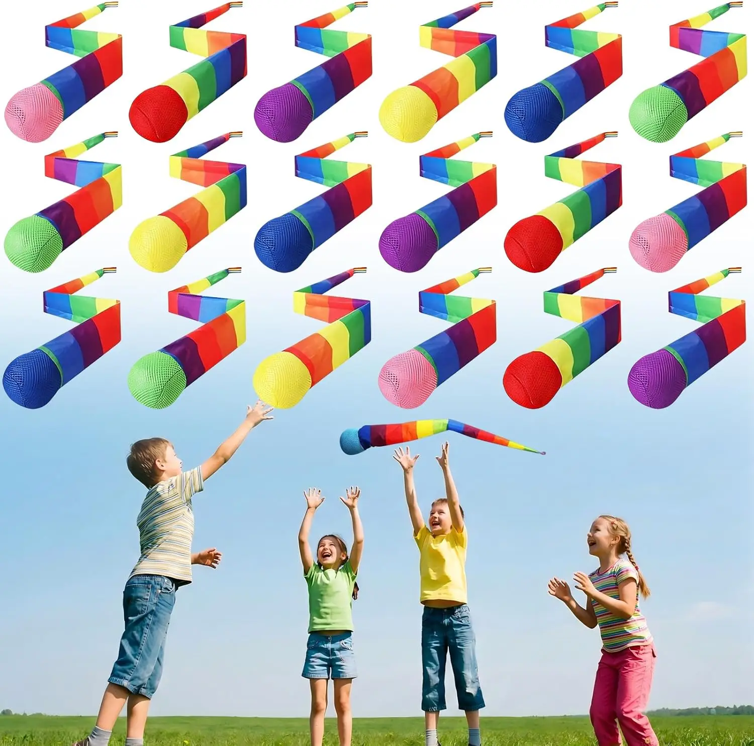 1-10Pcs Coordination Training Ball Rainbow Comet Ball Soft Tail Indoor Outdoor Play Ball Throwing Receiving Ball Sports Relax