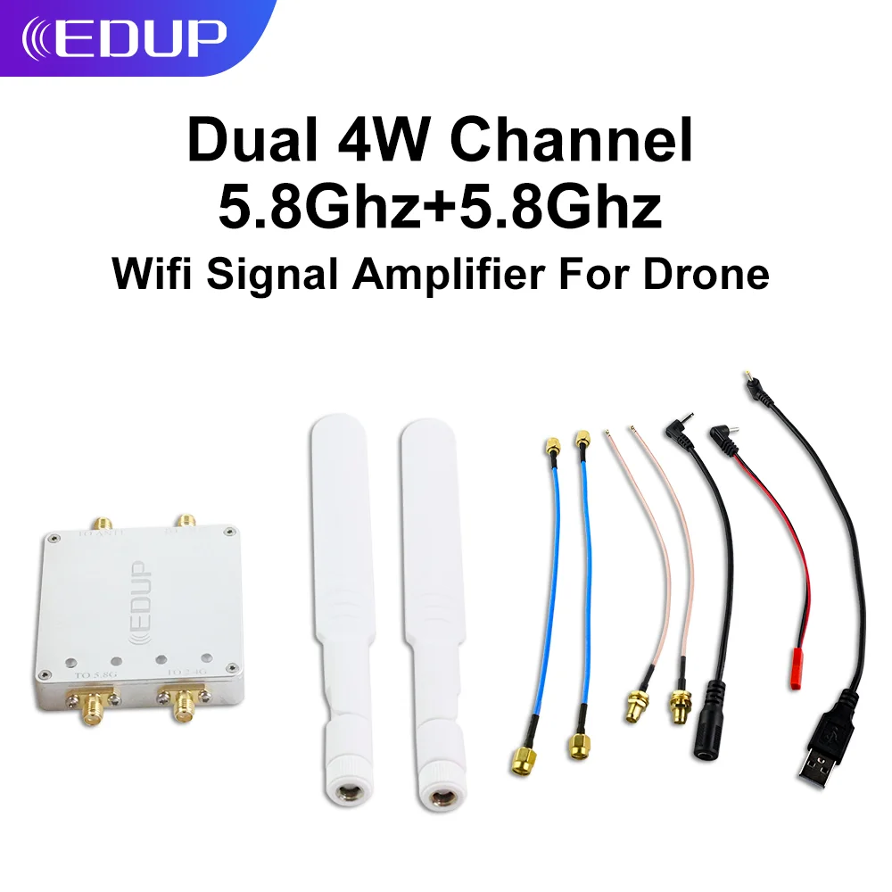 

EDUP Wifi Signal Amplifier For Drone Dual 5.8Ghz 4W Channel Long Range Wifi Booster Wifi Extender Repeater With Dual Antenna