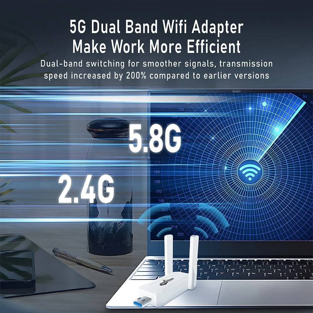 High Power USB3.0 Wifi Dual Band USB Wifi Adapter Blue Tooth BCM4378X Chipsets Wireless Network Cards for PC