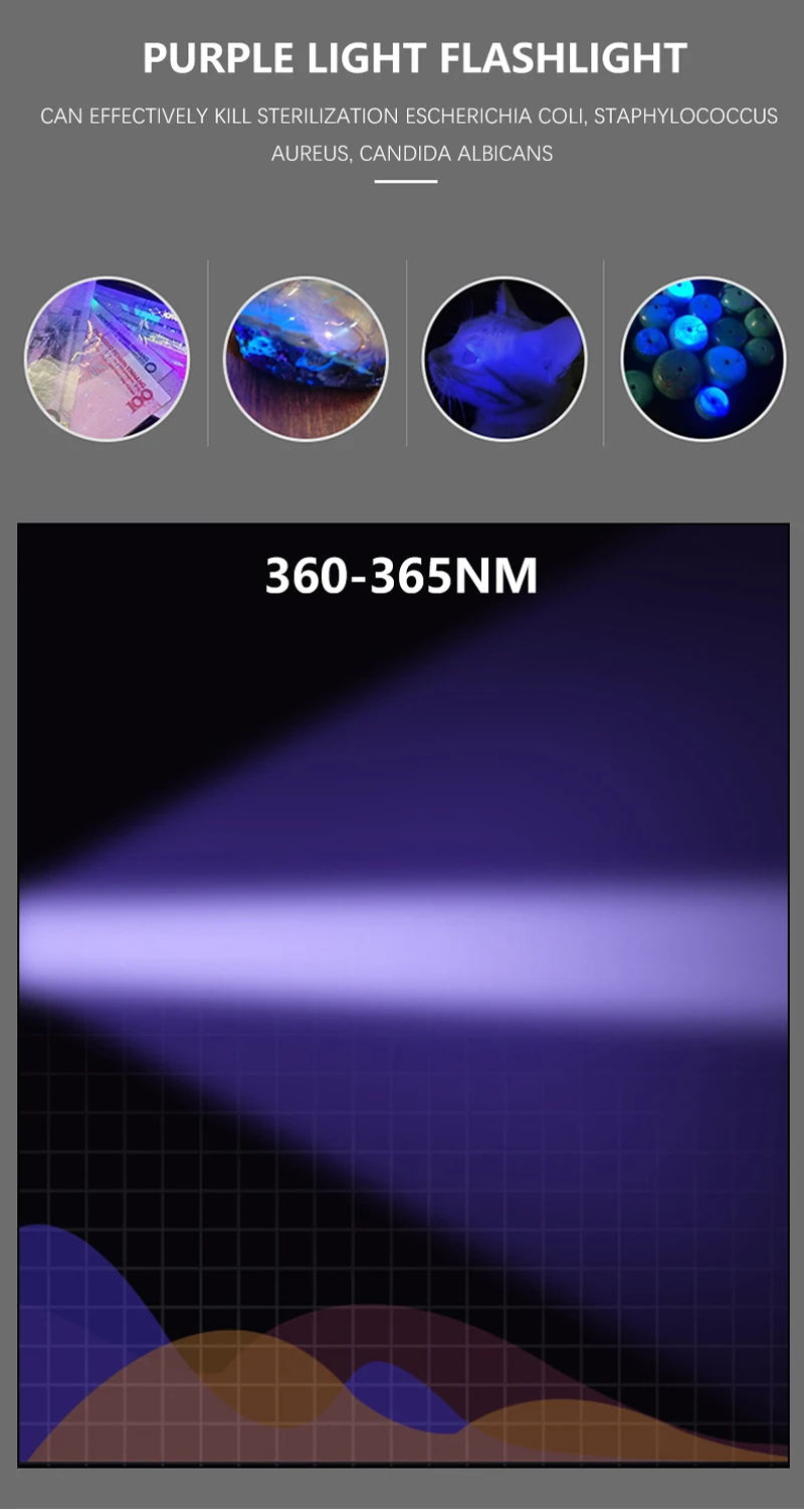 Мощный светодиодный УФ-Фонарик F2, 5000 мАч, 80 Вт, Type-C, Аккумуляторный УФ-фонарь для отверждения мочи скорпионов, домашних животных