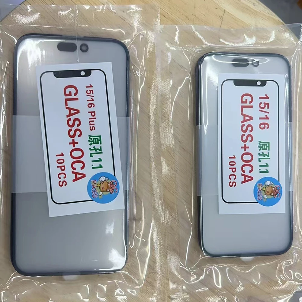 10pc 1:1 Similar OEM Outer Glass With OCA Glue Film For iPhone 16 15 Pro 15pro 14 13 12 pro max LCD Touch Screen Replacement