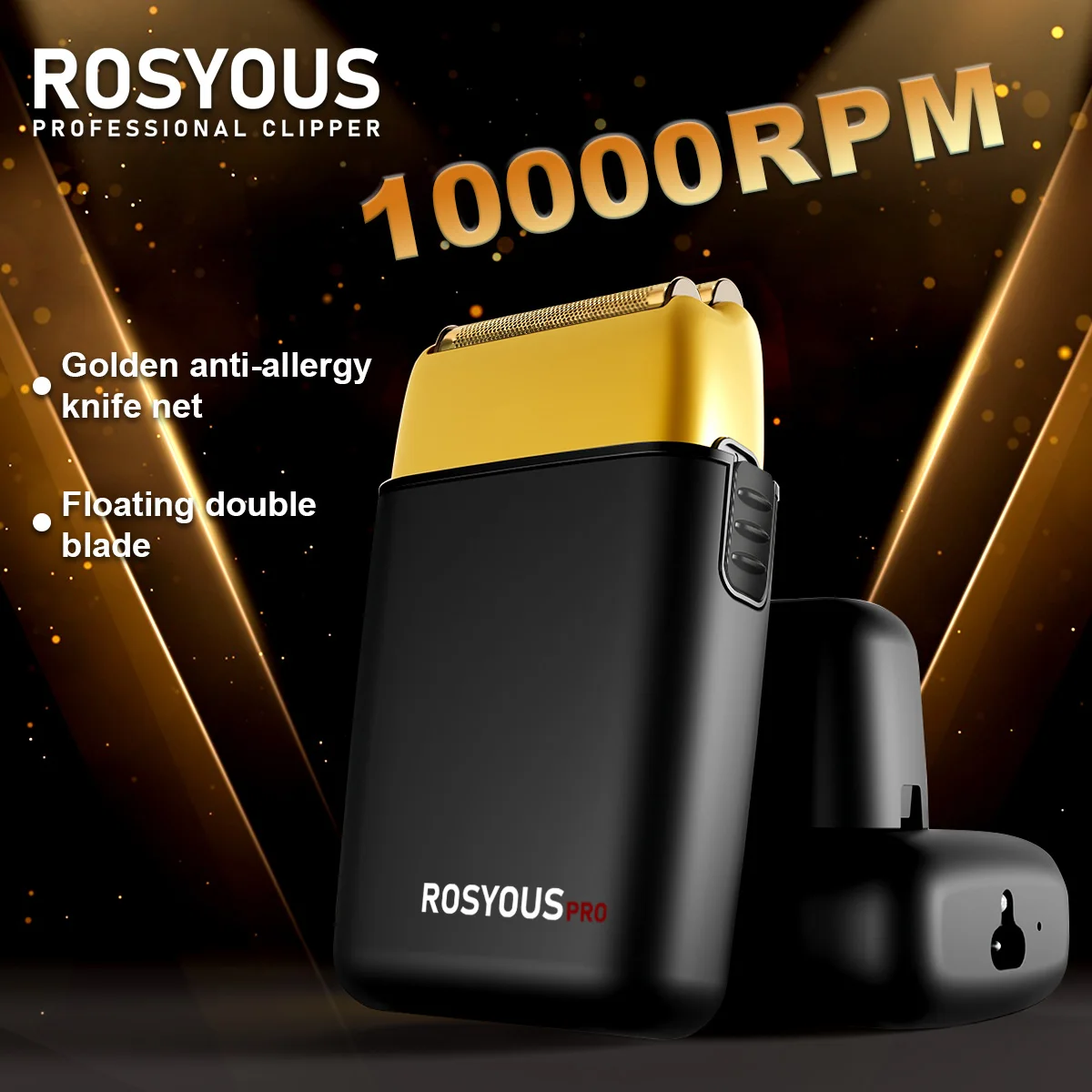Professioneller Haarschneider ROSYOUS RS620 Rasierer Doppelfolie 10000 U/min USB-Schnittstelle 800 mAh Professioneller Friseurrasierer