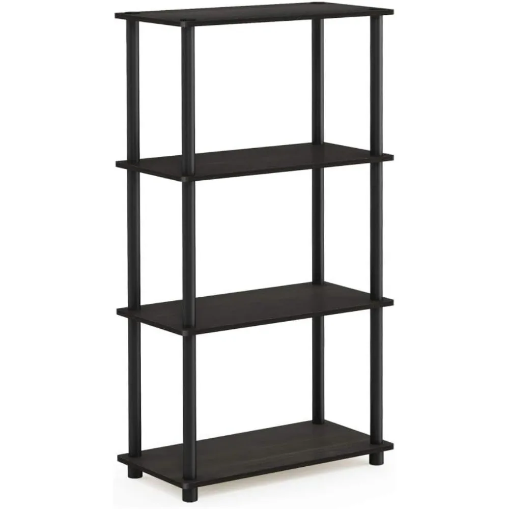 Furinno Turn-N-Tube 5-Tier Multifunctionele Plank/Displayrek/Opslagplank/Boekenplank, Vierkante Buizen, Americano/Zwart