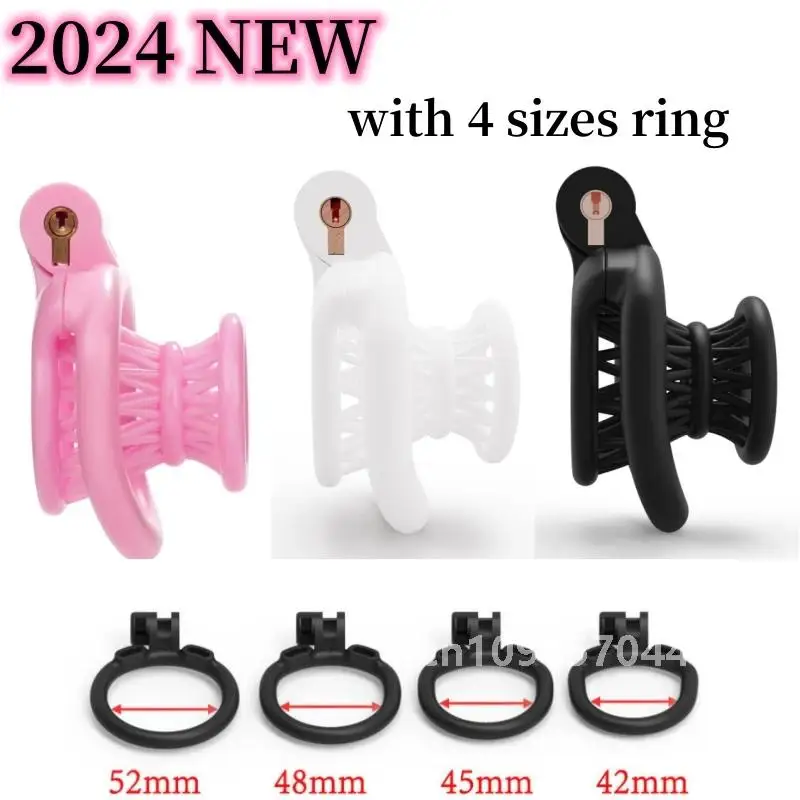 New Fancy Chastity Cage Anti Cheat ABS Cock Locking Device with 4 Size Penis Ring for Men Adult Play Adult Erotic Sex Toys 18+