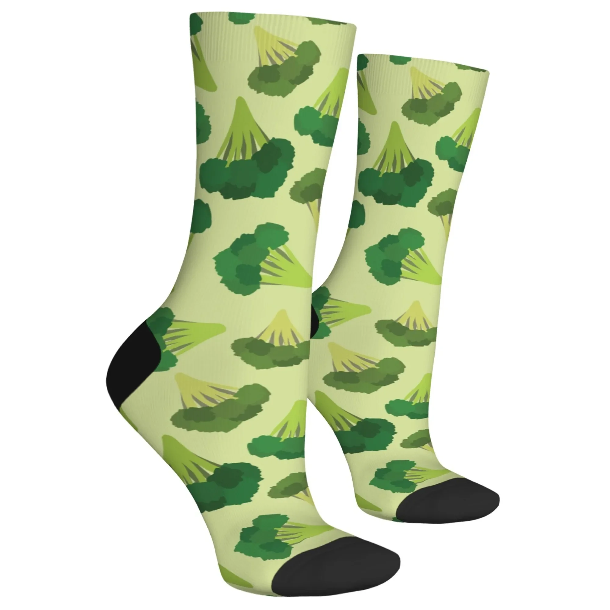 1 Pair Men's Novelty Funny Cartoon Socks Comfortable Breathable Men's Cartoon Broccoli Pattern Casual Socks for Outdoors Wear