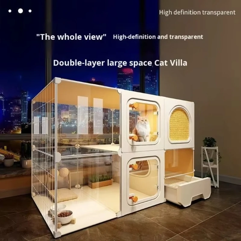 rectangular extra-large free-space pet cat villa indoor cat cage toilet all-in-one cat house dog house