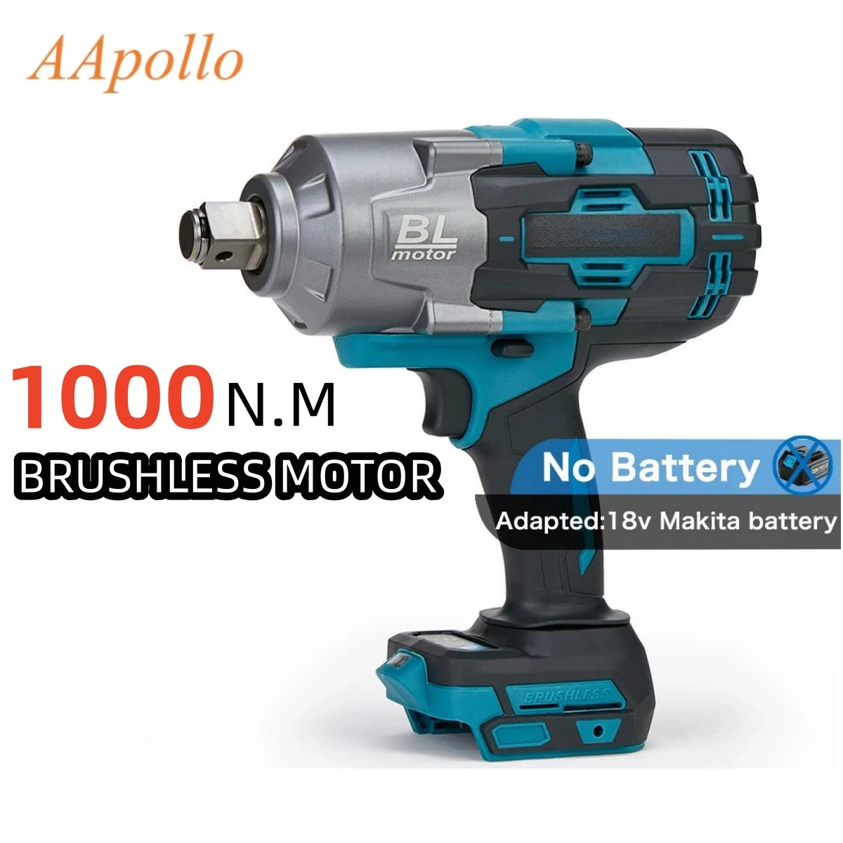 

1000NM Portable Cordless Impact Wrench High Torque Electric Impact Gun for Car Tire Repair Removal for Makita 18V Battery
