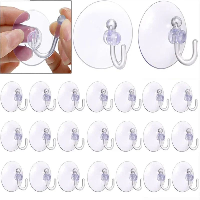 

10/5Pcs Suction Cup Hooks No Drilling Transparent Suction Cup with Plastic Hooks for Windows Kitchen Bathroom Wall Hooks Storage