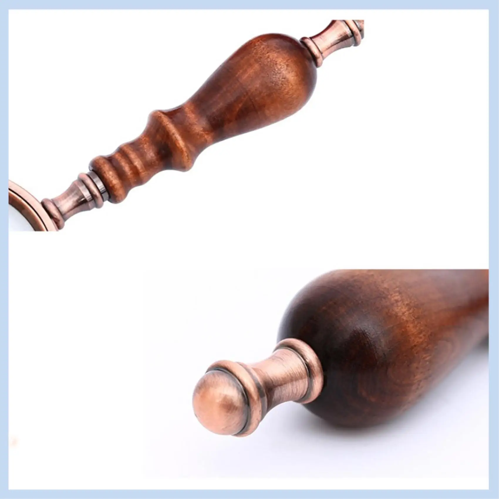 MLGB-나무 손잡이 휴대용 돋보기, 10X 레트로 손잡이 독서 돋보기, 고급 휴대용 광학 유리