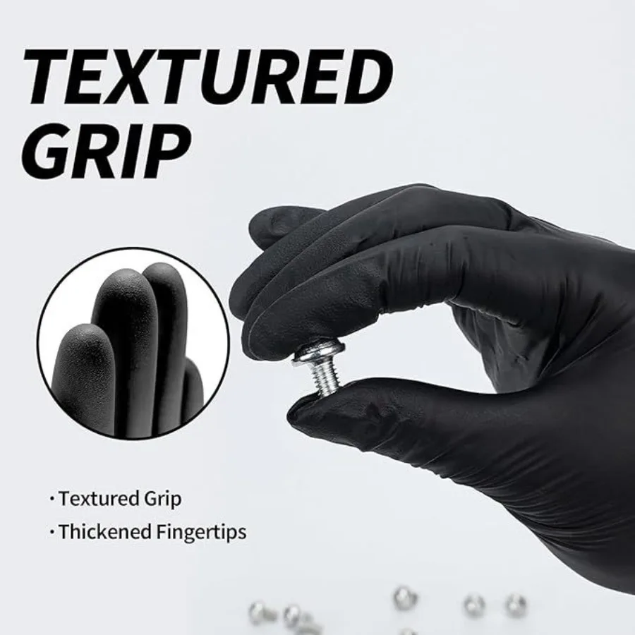 Disposable Nitrile Gloves Black 5mil Thickened Protective Gloves S/M/L Latex-Free Powder-Free Clean Food Preparation Home Clean