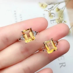 Original New Silver Diamond Natural Citrine Opening Adjustable Ring National Style Retro Small Charm Lady Brand Jewelry