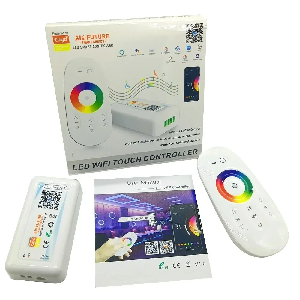 

Умный контроллер Wi-Fi Tuya Alexa Google Home Voice DC5-24V, одноцветный диммер CCT RGB RGBW RGBCCT, 5 в 1, светодиодная лента, приложение 2,4G RF