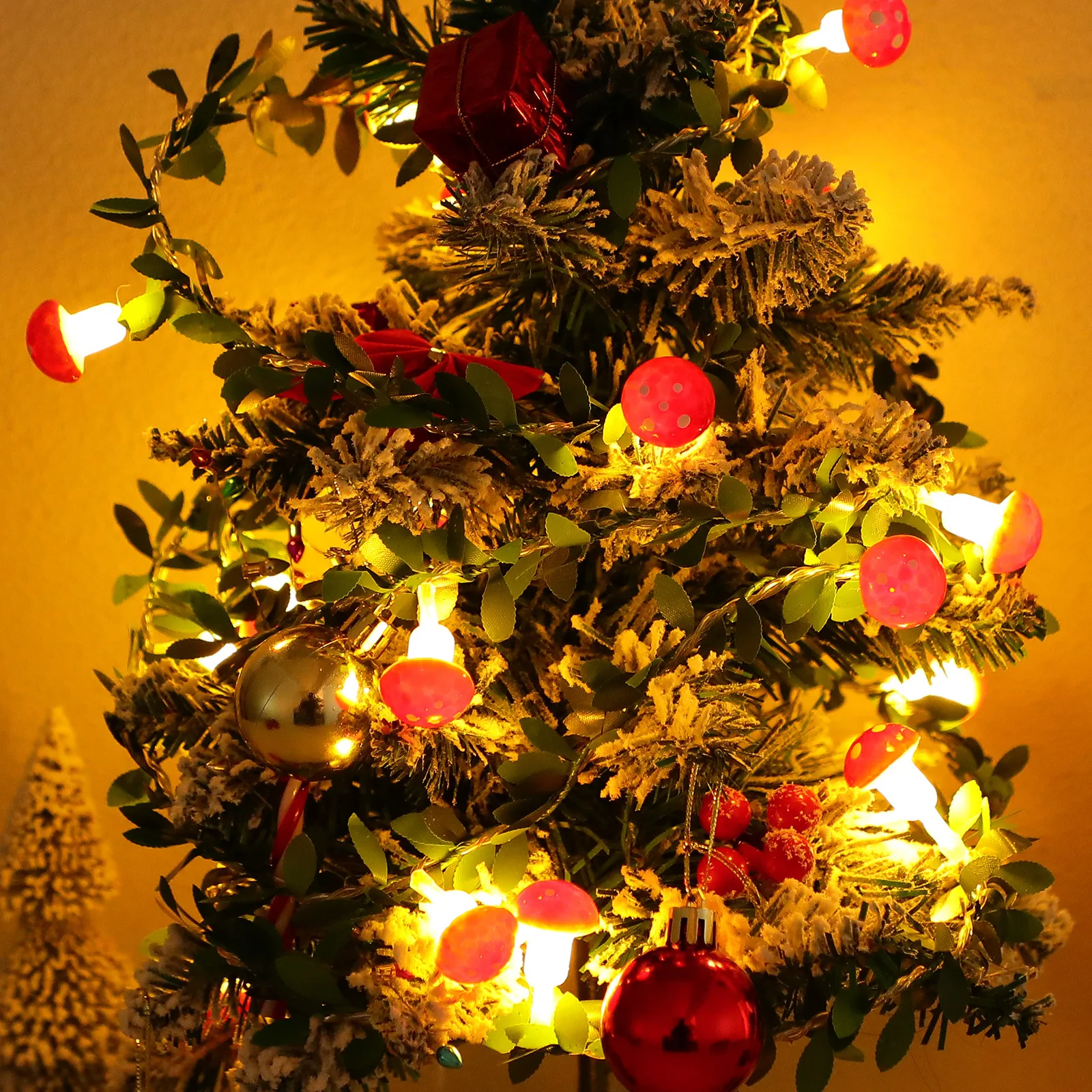 20 LED Lampki Grzybki Dekoracyjne Lampki Sznurowe Ciepłe Świąteczne Imprezowe Do Domu Ogrodu Lampki LED Dekoracyjne