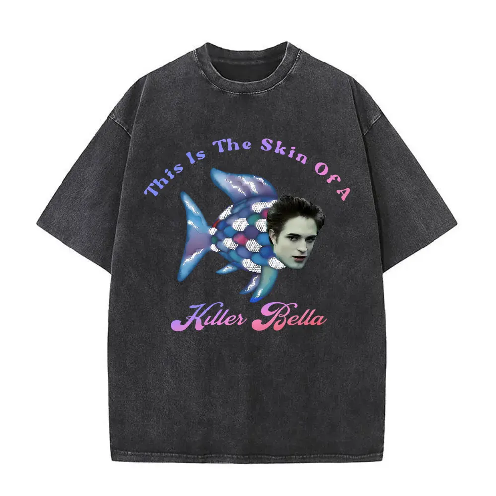 Twilight in Concert Washed T-Shirts Bella und Edward Cullen T-Shirt Robert Pattinson T-Shirts Männer Frauen Vintage Übergroßes T-Shirt