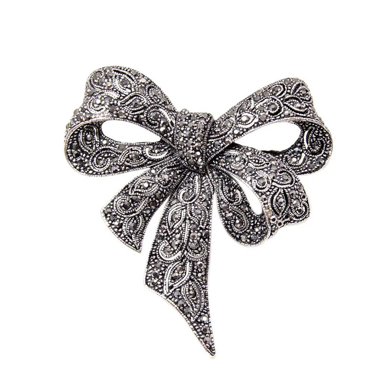 women rhinestone studded bow brooch, fashionable clothing accessories pins jewelry