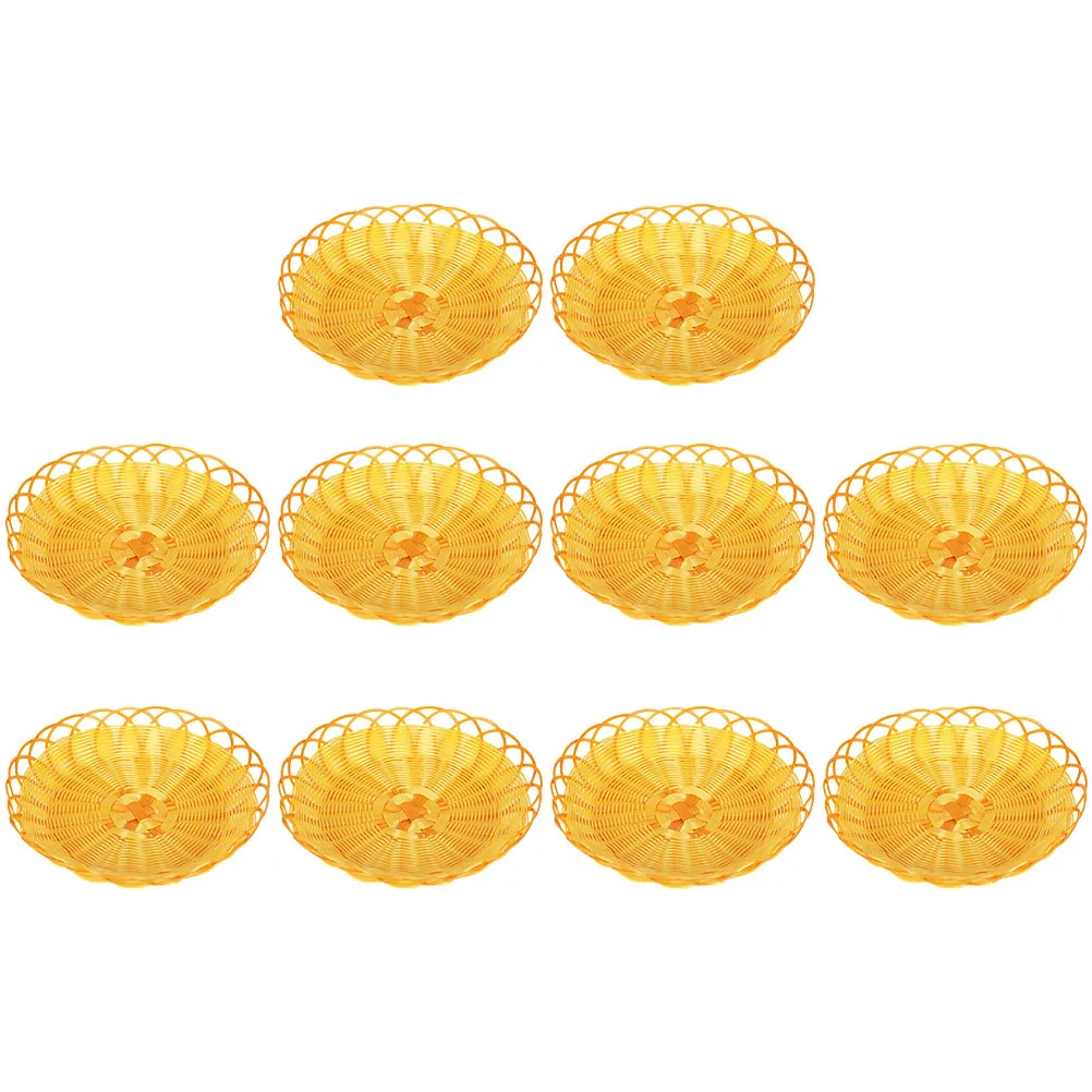 

10pcs Plastic Fruit Basket Woven Storage Baskets Imitation Rattan Kitchen Home Organizer Portable Sundries Holder For