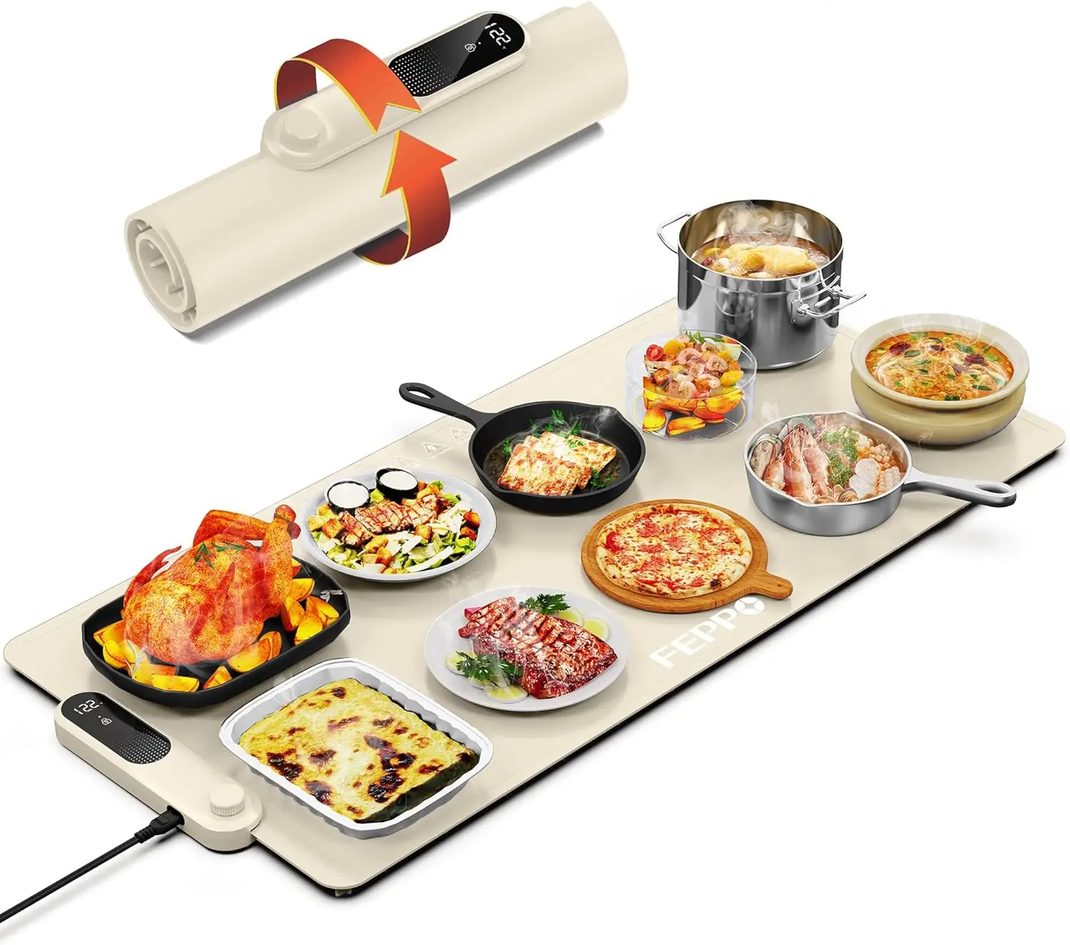 

Food Warming Mat, (XXL 35”x16”) Electric Warming Trays for Buffets Party, Fast Full-Surface Heating Mat for Food with 19 Level A