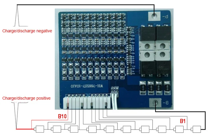 10S 10A Li-ion 37V  BMS PCM  Battery Protection Board  For Electric Bicycle  42V Cell Pack