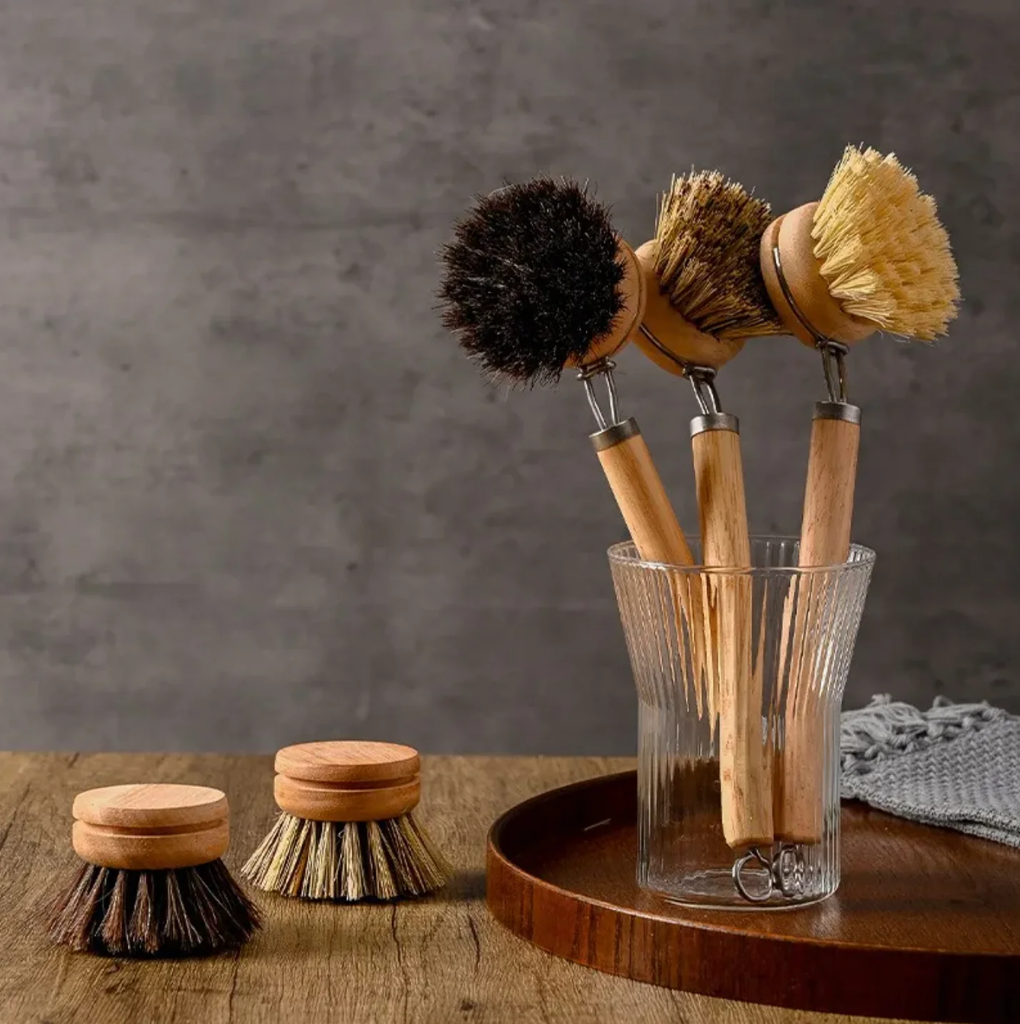 3 styles Natural Replaceable dish brush Sisal Coconut  Long wooden handle Household Cleaning Brush for kitchen Cleaning Tool