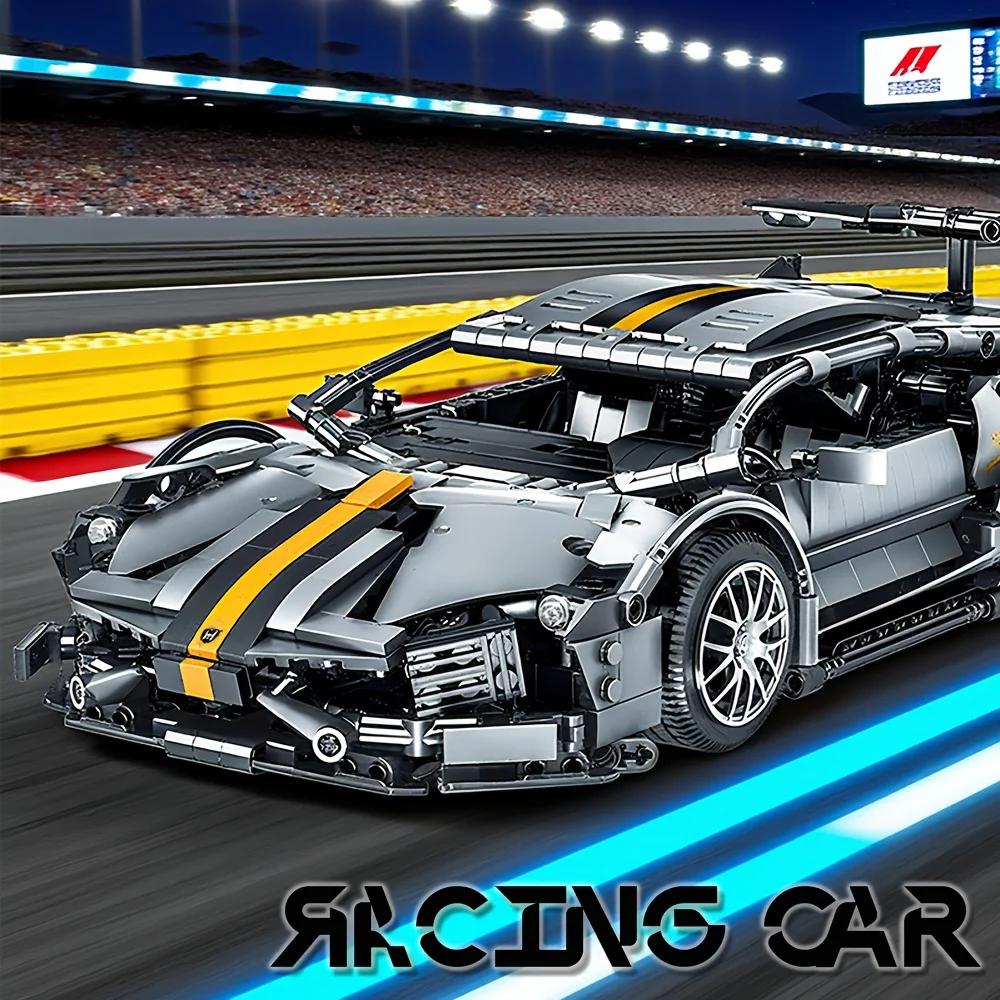 

Супер гоночный автомобиль, набор строительных блоков, крутой декор для рабочего стола, идеально подходит для украшения дома, новогодние подарки на Рождество и день рождения