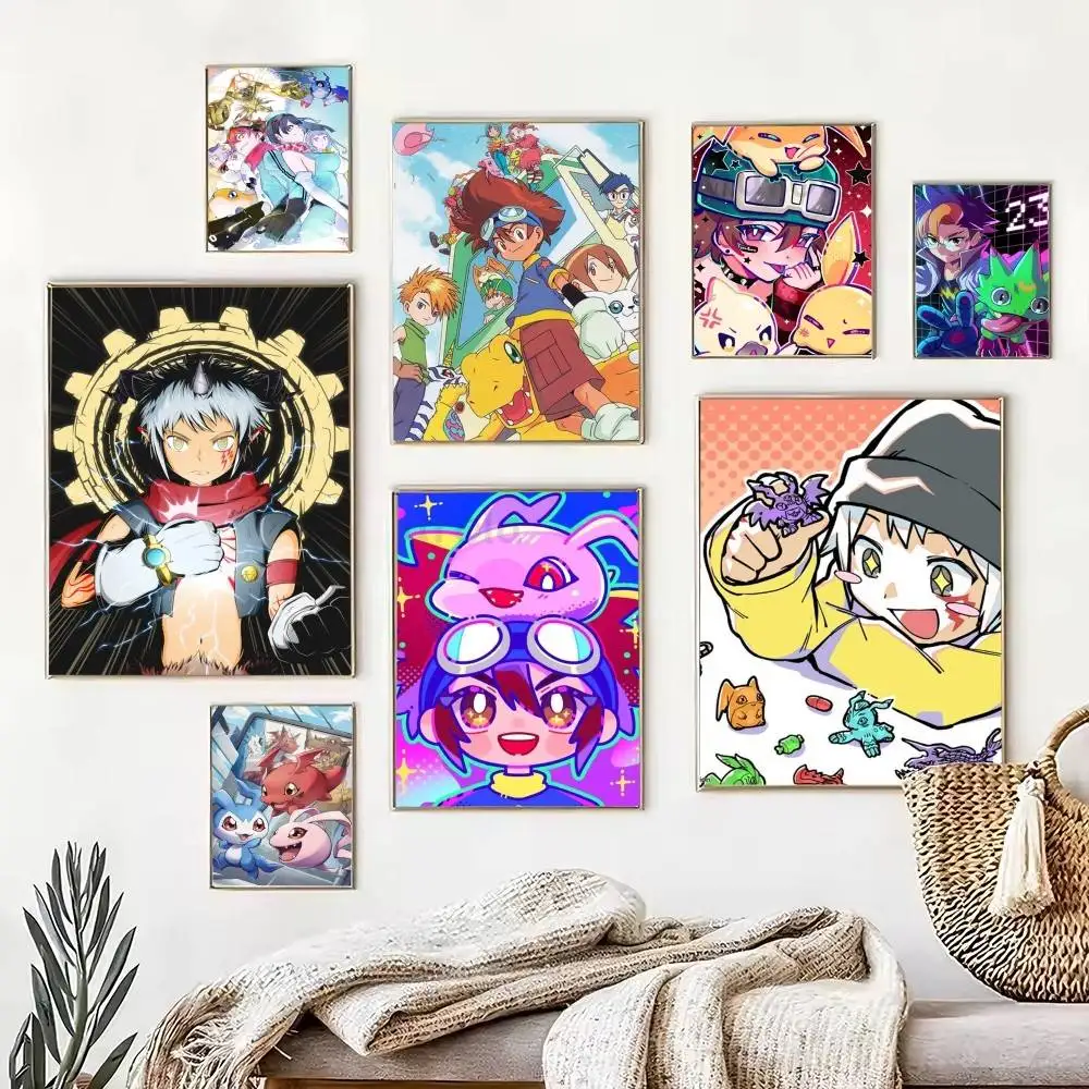 D-Digimon Story T-Time Stranger  Poster High Quality Dorm Living Room Aesthetic Wall Decoration Painting Stickers Gift