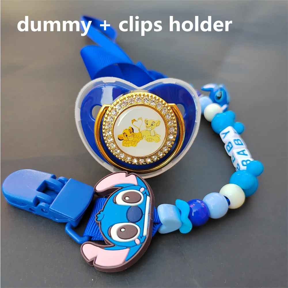 Newborn Pacifier Clip The Lion King Multicolor Bling Baby Pacifier Holder Silicone Pacifier Teether BPA Free Baby Shower Gift