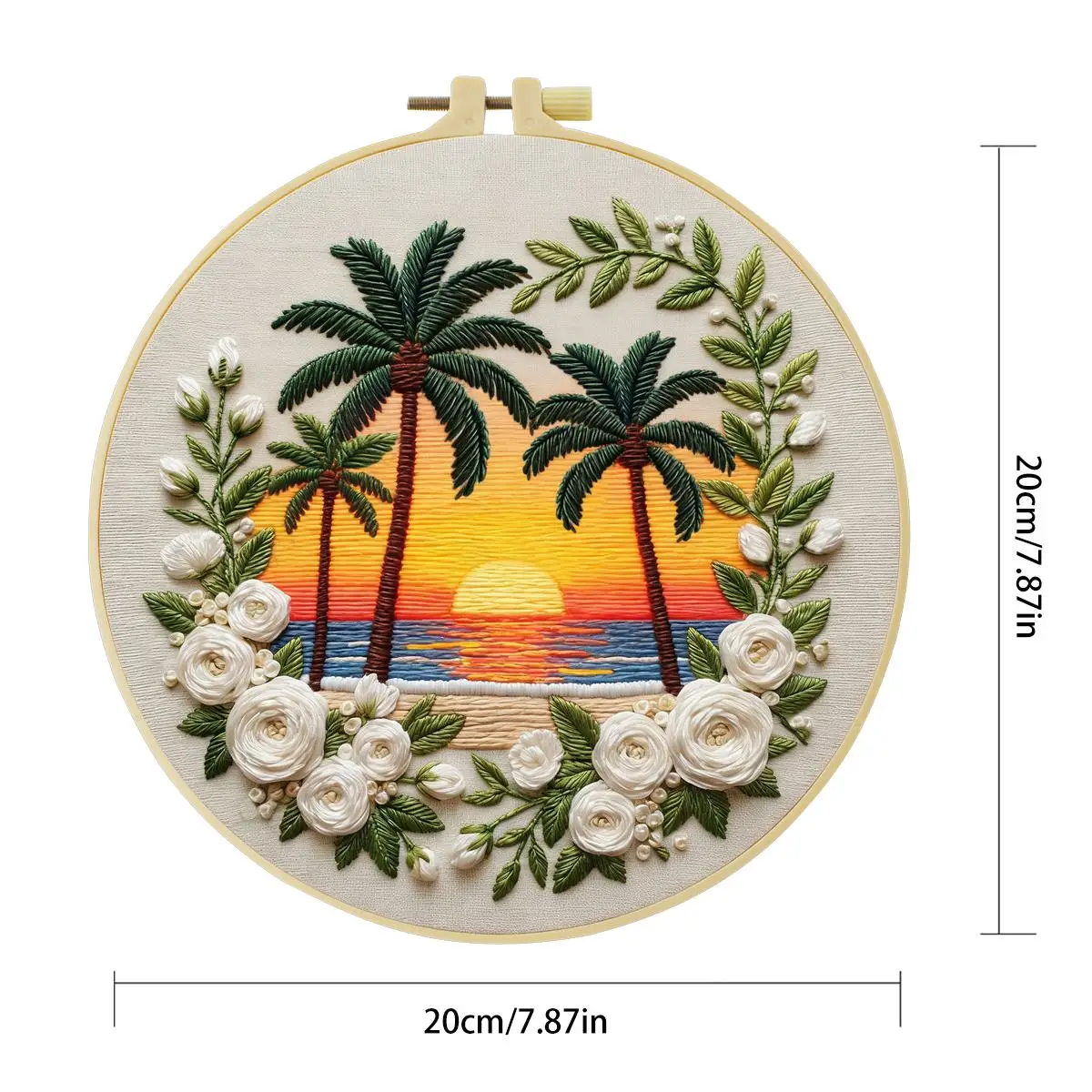 1 Stück 20X20CM/15X15CM 7,87/6,3 Zoll Sonnenuntergang Stickerei Starter-Kit DIY-Kit DIY Stickerei-Set Handarbeiten Nadelkunst Heimdekoration – Detail 4