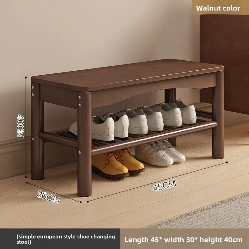 Entry Shoe Change Stool, All Solid Wood Shoe Cabinet Integrated, Home Use Can Sit At The Door, Long Stool Shoe Stool