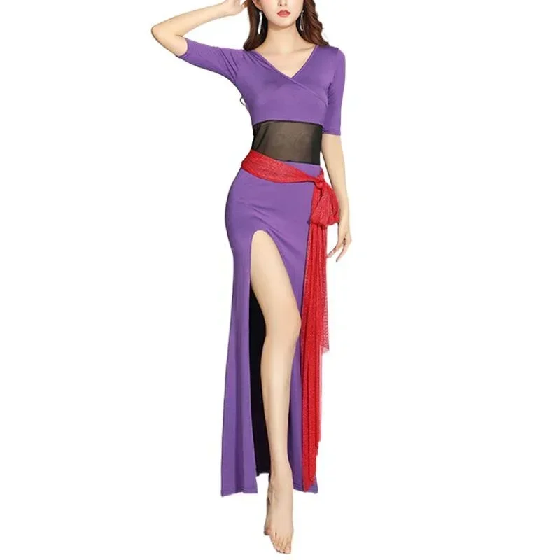 Women Oriental Belly Dance Dress Dancing Lesson Wear Elegant Adult Bellydance Practice Dancewear Spilt Skirt Outfit Clothings
