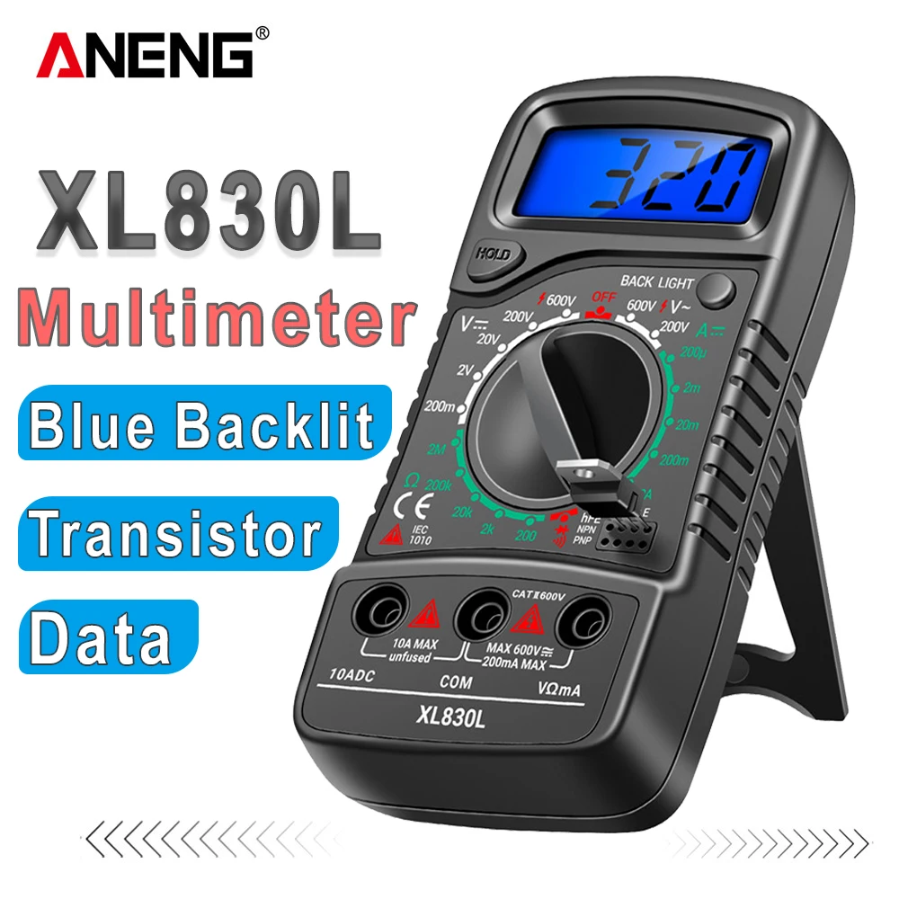

Цифровой мультиметр-тестер ANENG XL830L для автомобильной электроники, измеритель ESR, тестер транзисторов, измеритель пиковых значений, измеритель емкости