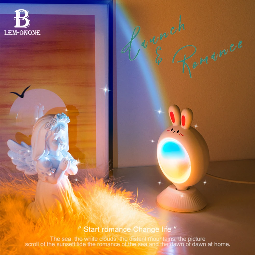 Cute Pet Sunset Light Net Red Photo Background Sunset Rainbow Projection Night Lights Bedroom USB Plug Atmosphere Lamp