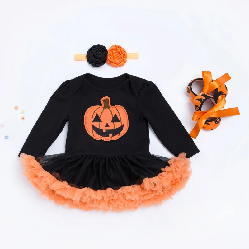 0-24M Baby girl kids costume Pumpkin clothes Newborn romper Infant tutu dress outfit Cosplay Bodysuit Toddler Halloween Clothing