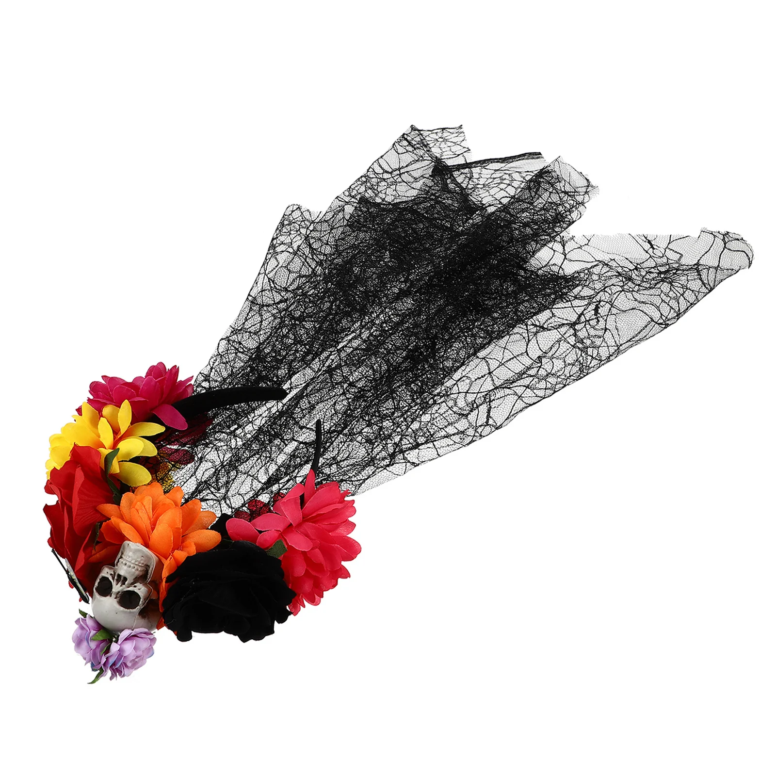 

1Pcs Skull Halloween Headdress Creative Rose Flower Hairband Party Cosplay Veil Hair Hoop Halloween Decoration