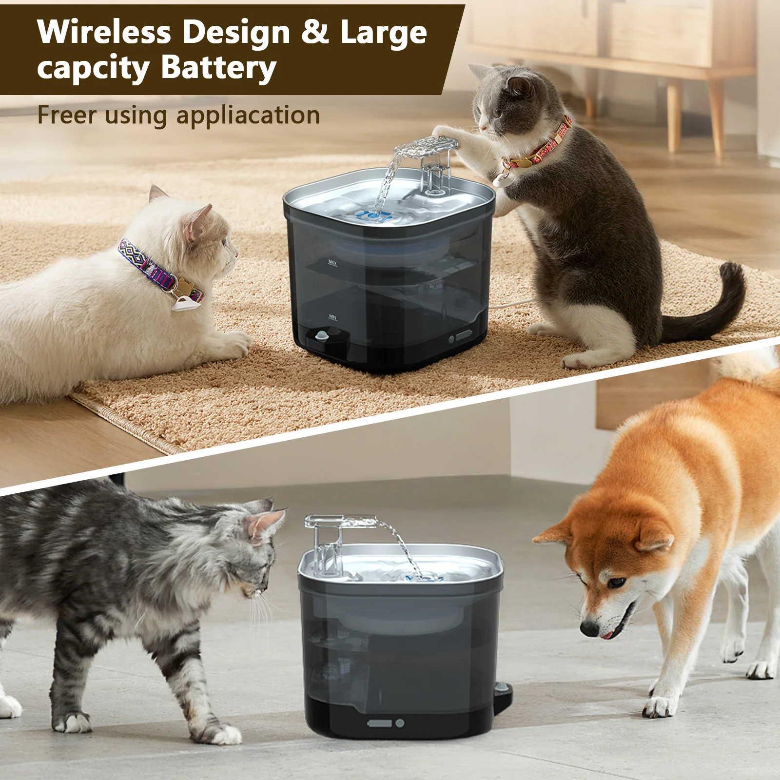 5000mah Wireless Pet Water Dispenser Automatic Circulation Smart Cat Fountain Cat And Dog Water Feeder New Pet Supplies - Image 2
