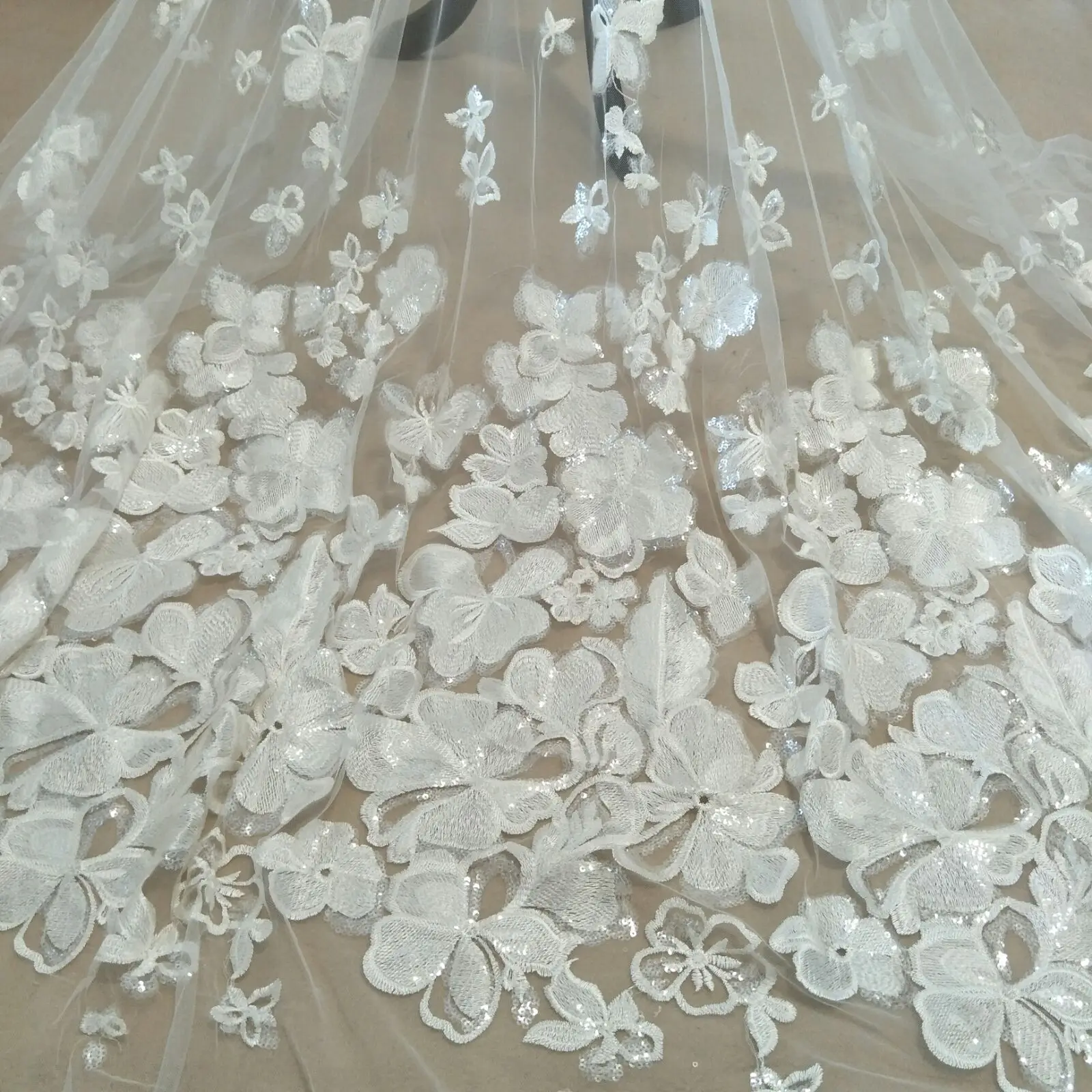 

bridal wedding gown dress lace fabric sequins lace fabric 130cm width lace sell by yard