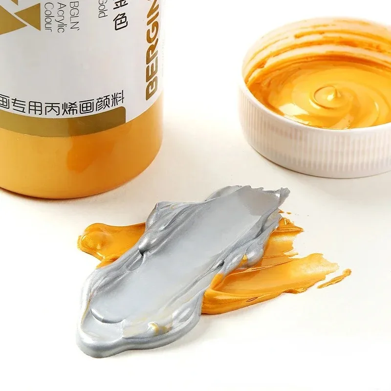 300ml Large-capacity Gold Acrylic Paint Silver Wall Painting Hand-painted DIY Colorfast Waterproof Solid Color Art Supplies