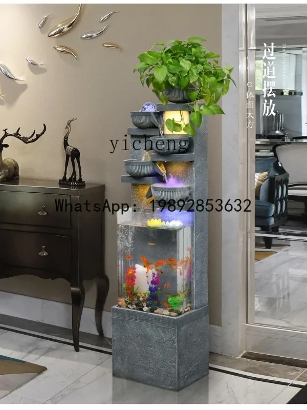X1 Fish Tank Flowing Water Ornaments TV Cabinet Floor Indoor Rockery Fountain
