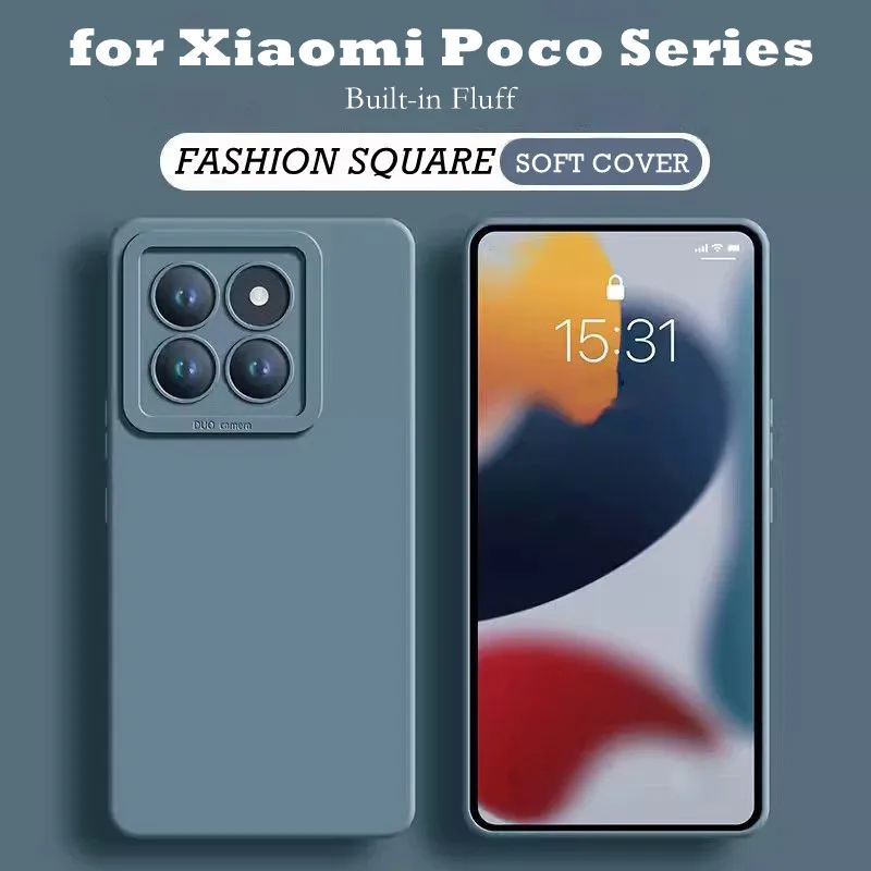 Fashion Square Silikon Handyhülle für Xiaomi Poco X7 X6 Pro F8 F7 Ultra F6 F5 Pro Objektivschutz Candy stoßfeste Softcover
