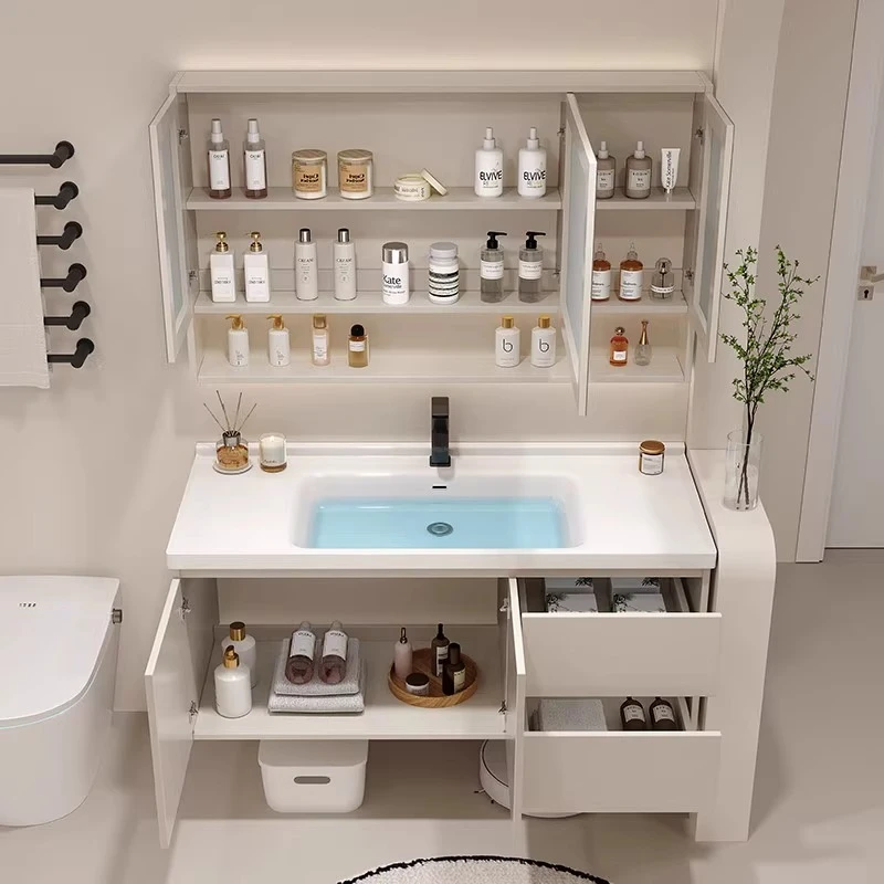 Pia moderna armário de banheiro led luz espelho armazenamento minimalista armário de banheiro unidade vaidade moveis para casa acessórios