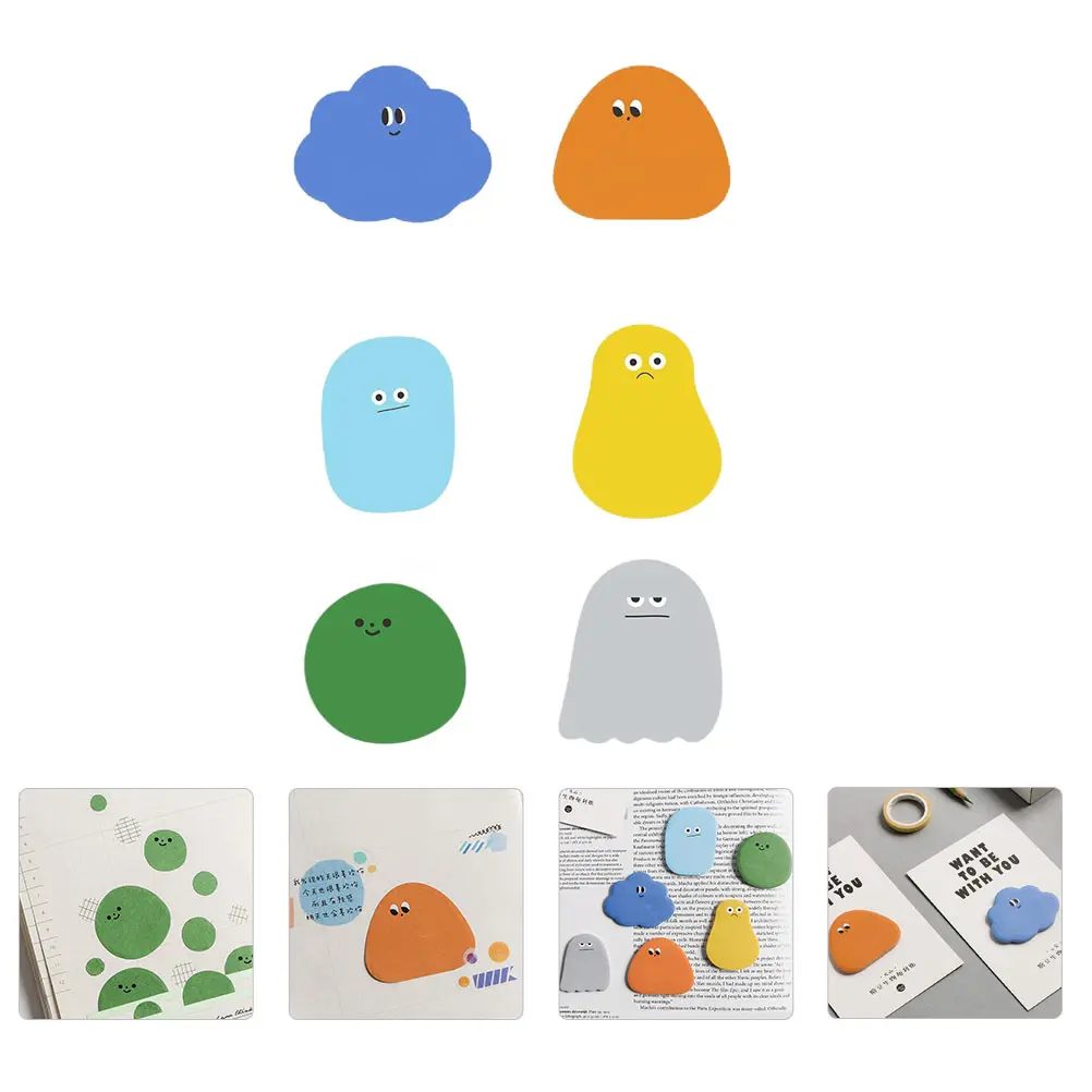 

6pcs Memo Paper Cartoon Stickers Note Reminder Adhesive Notes Labels For School Office Home Sticky Message Stickers