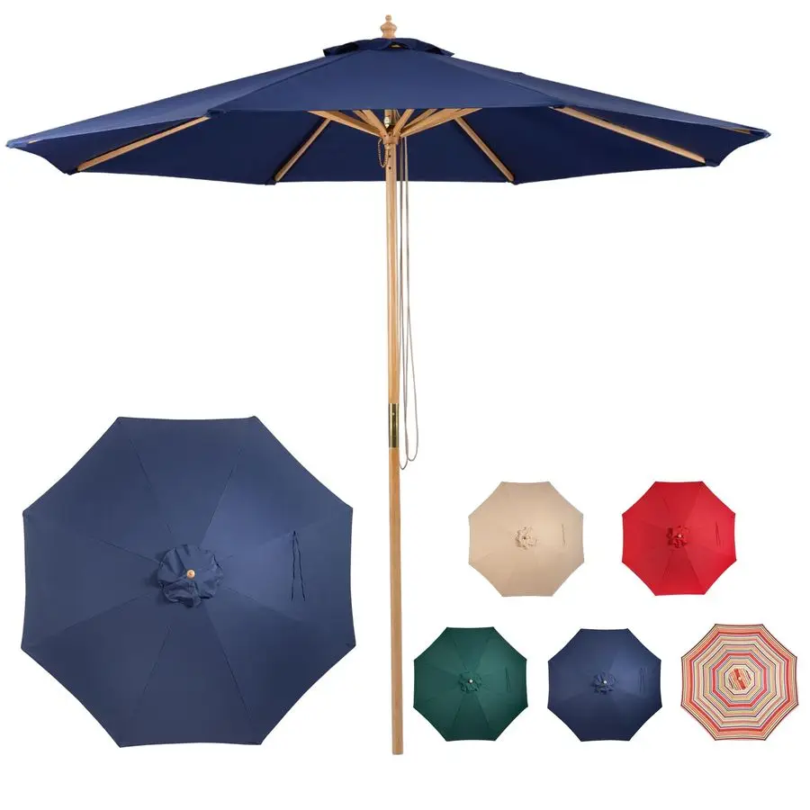 

Wooden Umbrella, Outdoor Patio Umbrella, Wood Market Umbrella, Patio Umbrella Wood Pole with Pulley Lift for Garden, Yard, Deck,